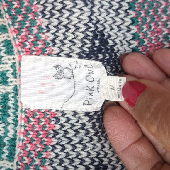 Pink Owl deer Christmas Cardigan, Medium Size - Picture 8 of 9
